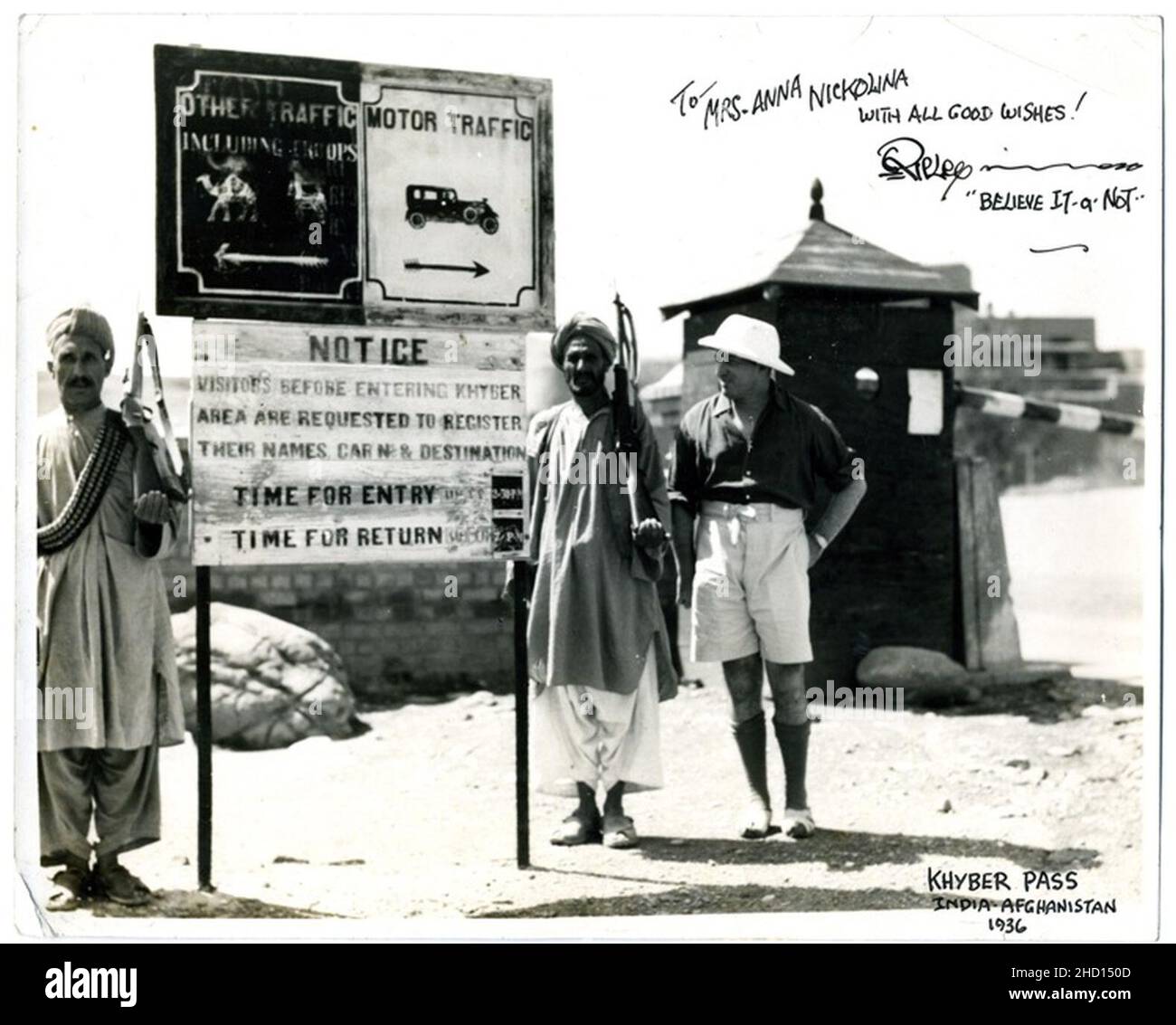 Robert Ripley visita il Passo Khyber, 1936. Foto Stock