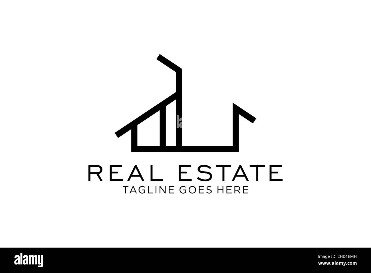 Lettera U semplice edificio moderno architettura logo design con linea di arte grattacielo Illustrazione Vettoriale