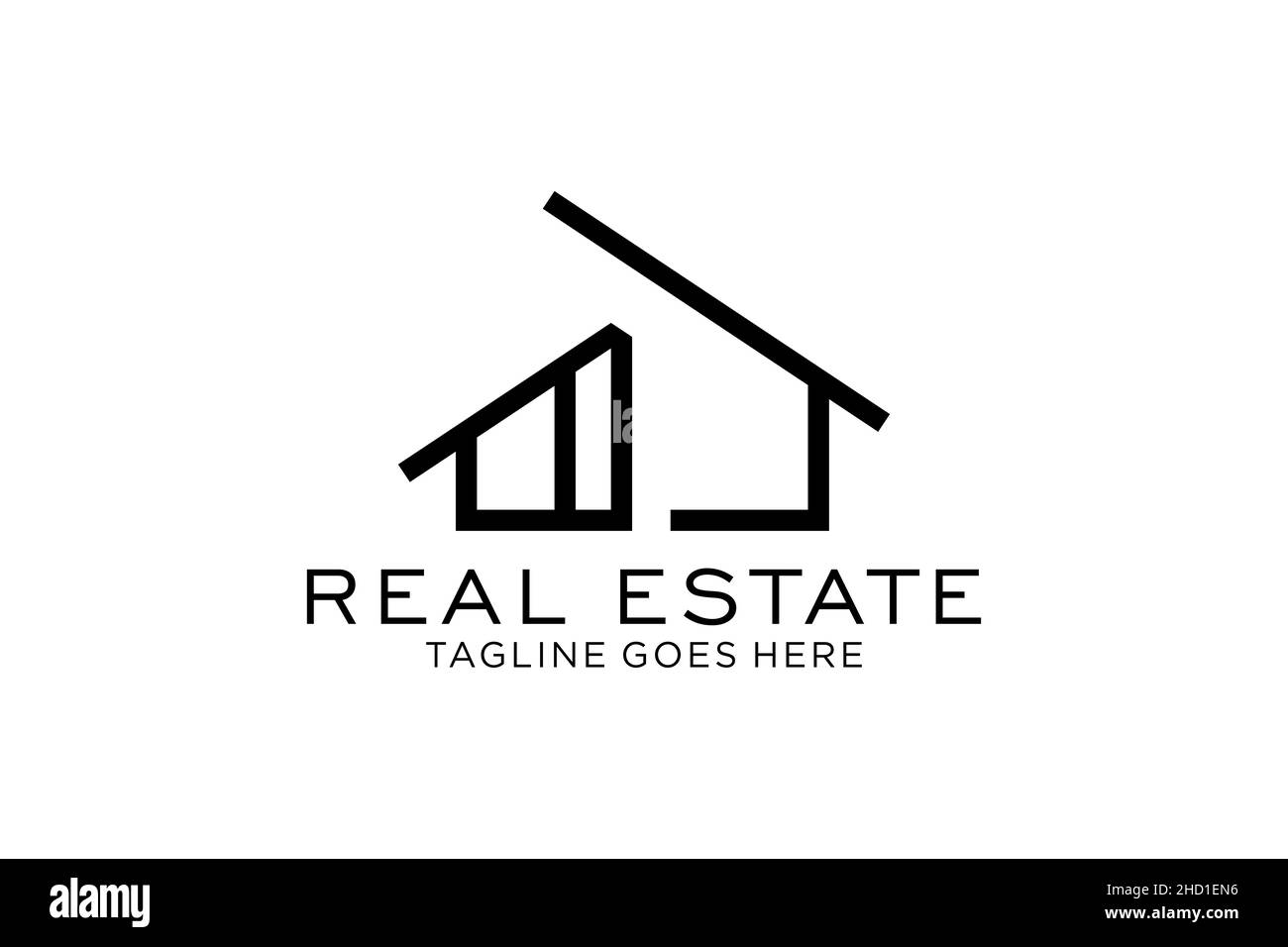 Lettera J edificio semplice e moderno con logo di design con linea grattacielo d'arte Illustrazione Vettoriale