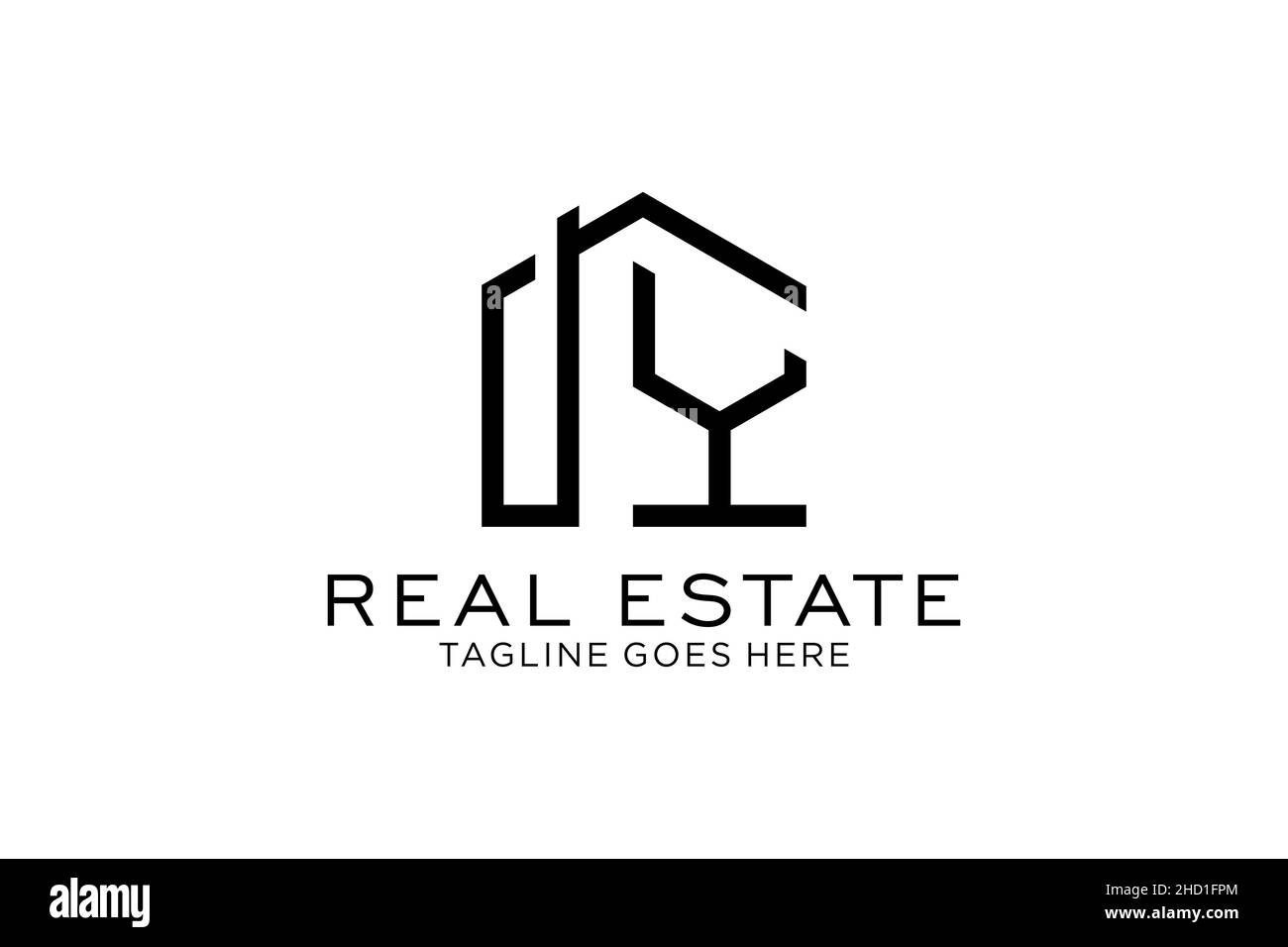 Lettera Y semplice edificio moderno design logo con linea grattacielo arte Illustrazione Vettoriale