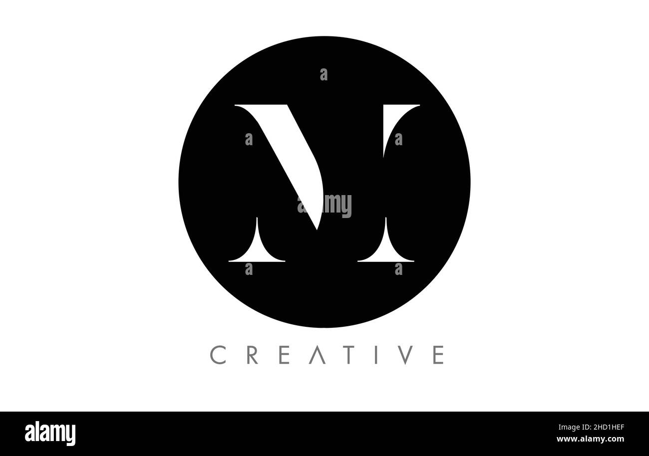 Logo M Serif Letter con design minimalista e icona vettoriale in bianco e nero. Illustrazione della lettera del logo M Creative. Illustrazione Vettoriale