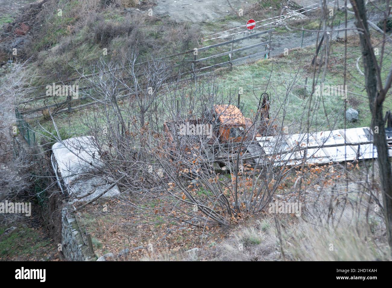 vista aerea della zona coltivata in inverno Foto Stock