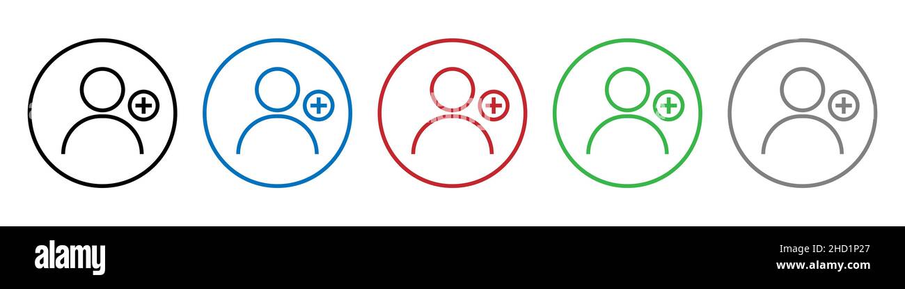 Aggiungere il set di icone utente. Stile line art Illustrazione Vettoriale