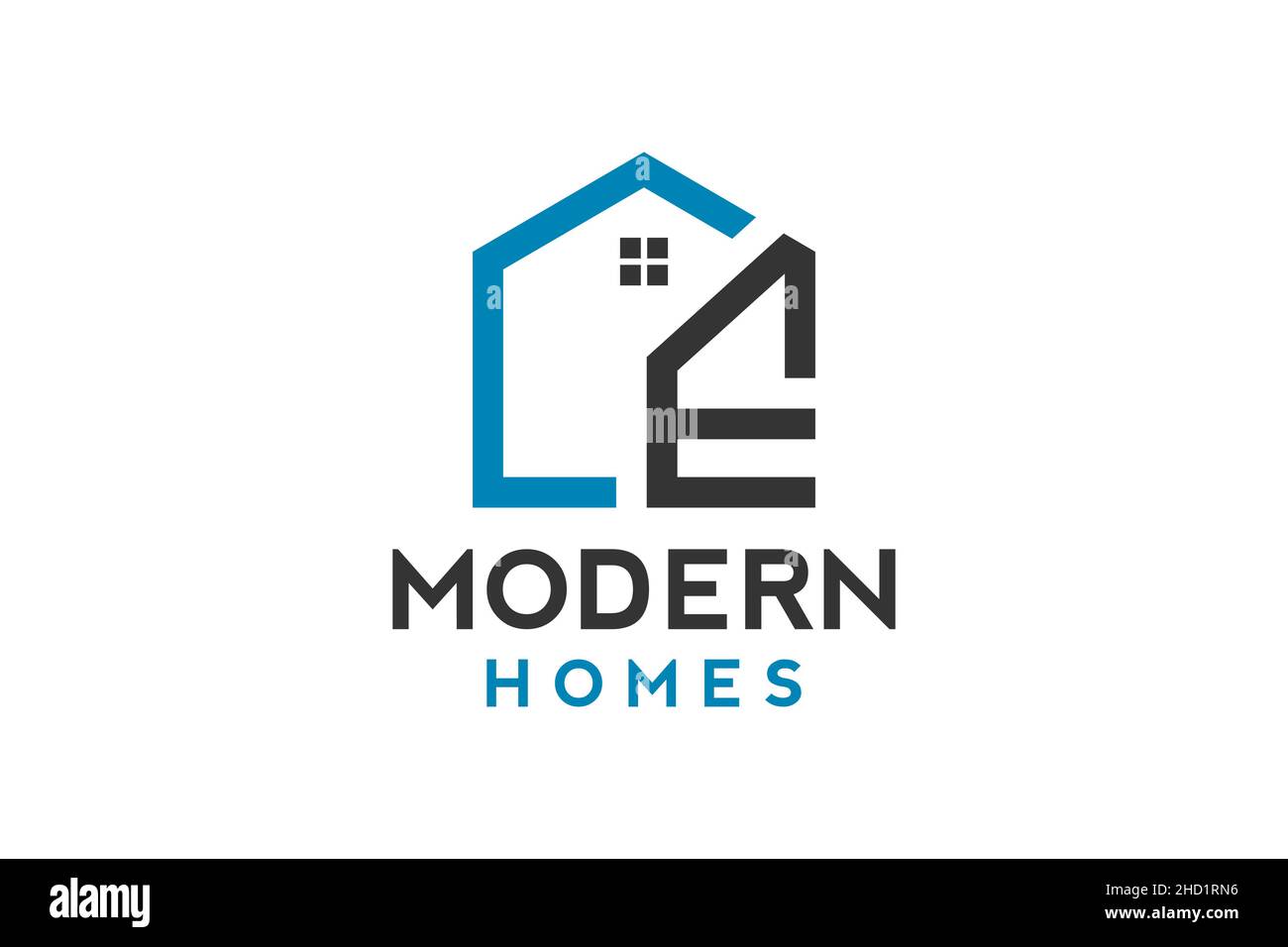 Logo design di e in vettoriale per edilizia, casa, immobiliare, immobiliare, immobiliare, immobiliare. Design minimale alla moda professionale con logo. Illustrazione Vettoriale