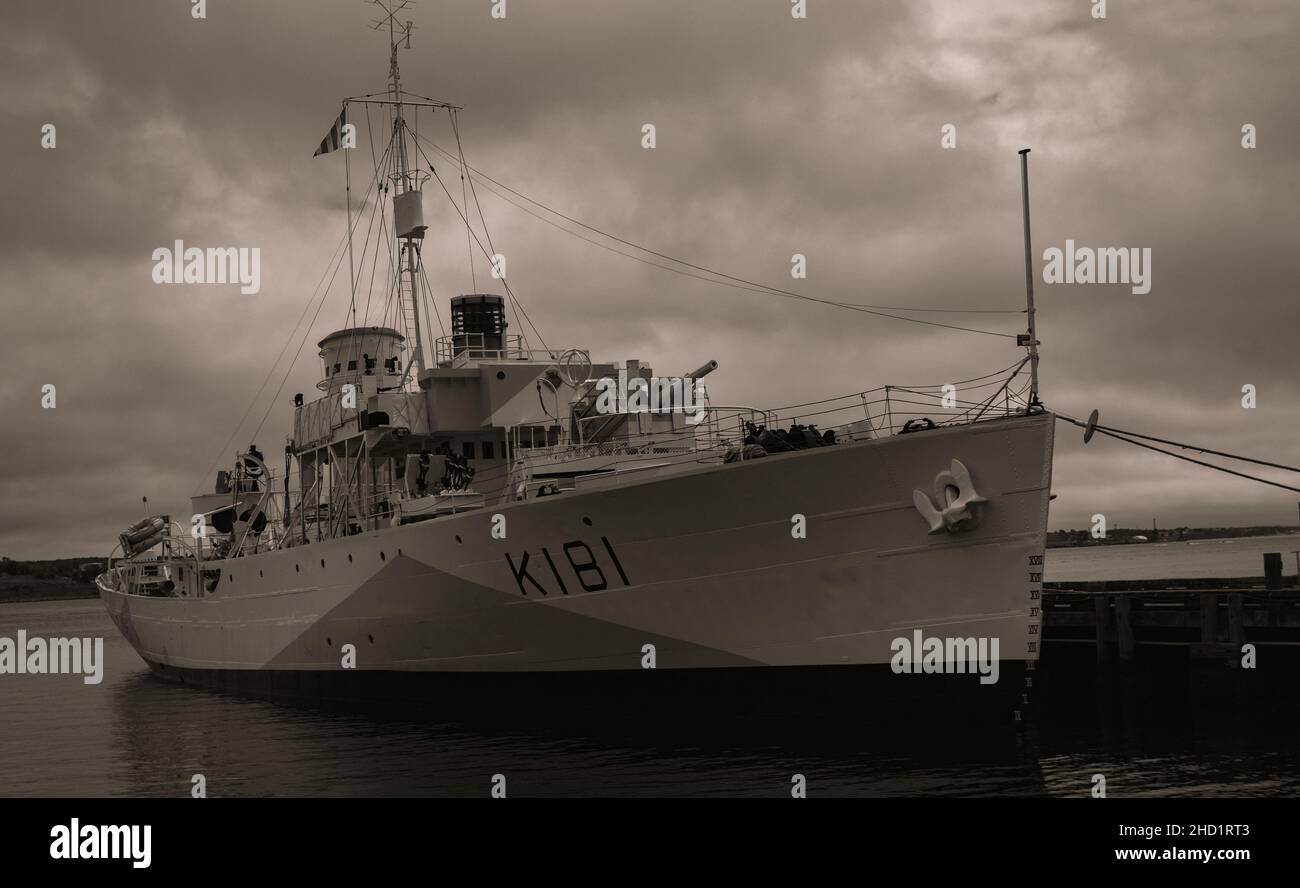 HMCS Sackville è l'ultima corvette sopravvissuta di classe dei fiori della seconda guerra mondiale, sopravvissuta a 30 convogli Trans-Atlantic scortati Foto Stock