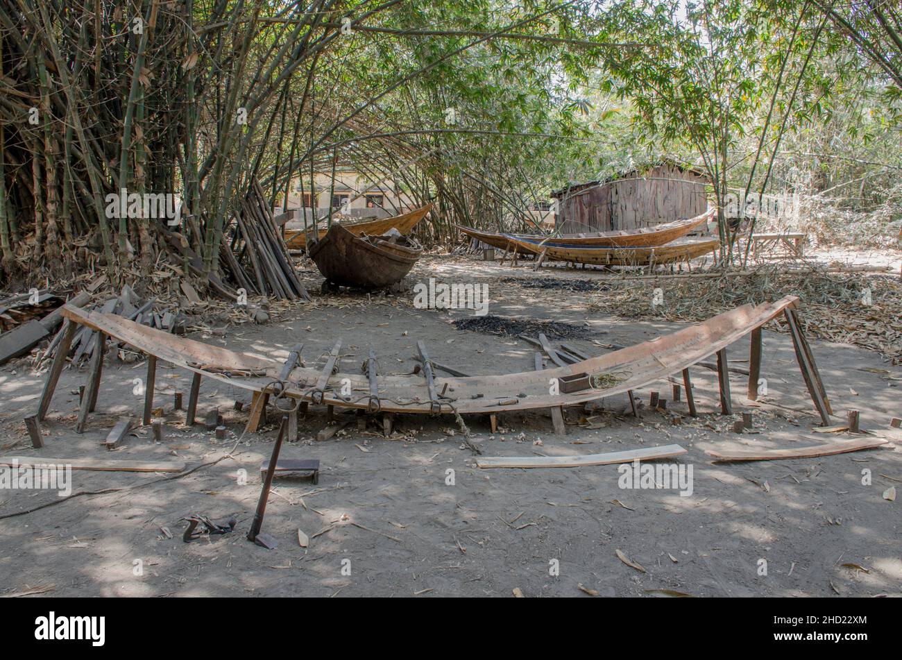 Boat making nel Bengala Occidentale, India. Foto Stock
