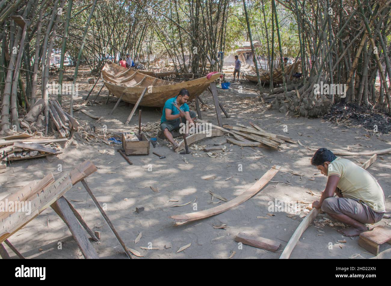 Boat making nel Bengala Occidentale, India. Foto Stock