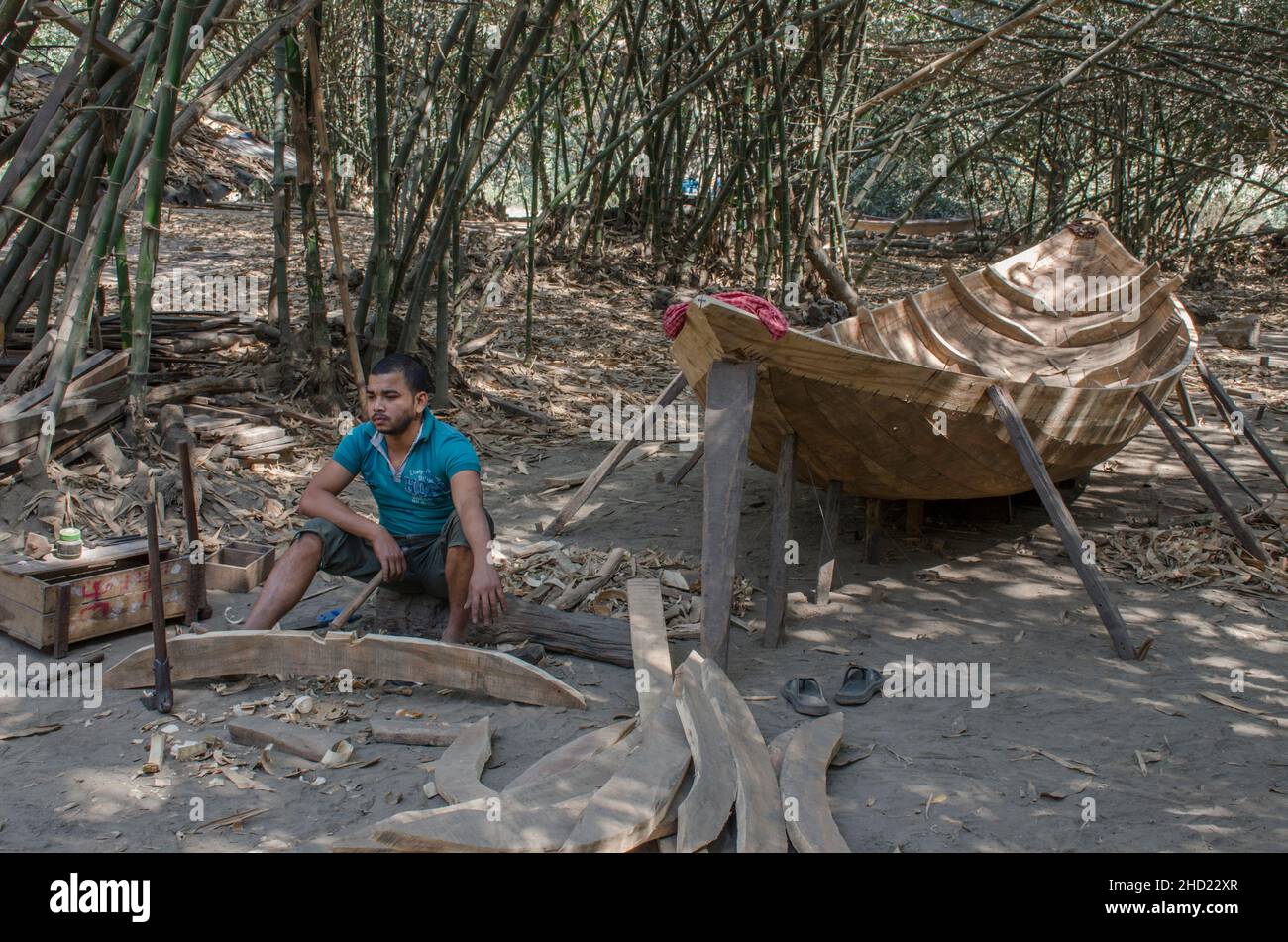 Boat making nel Bengala Occidentale, India. Foto Stock