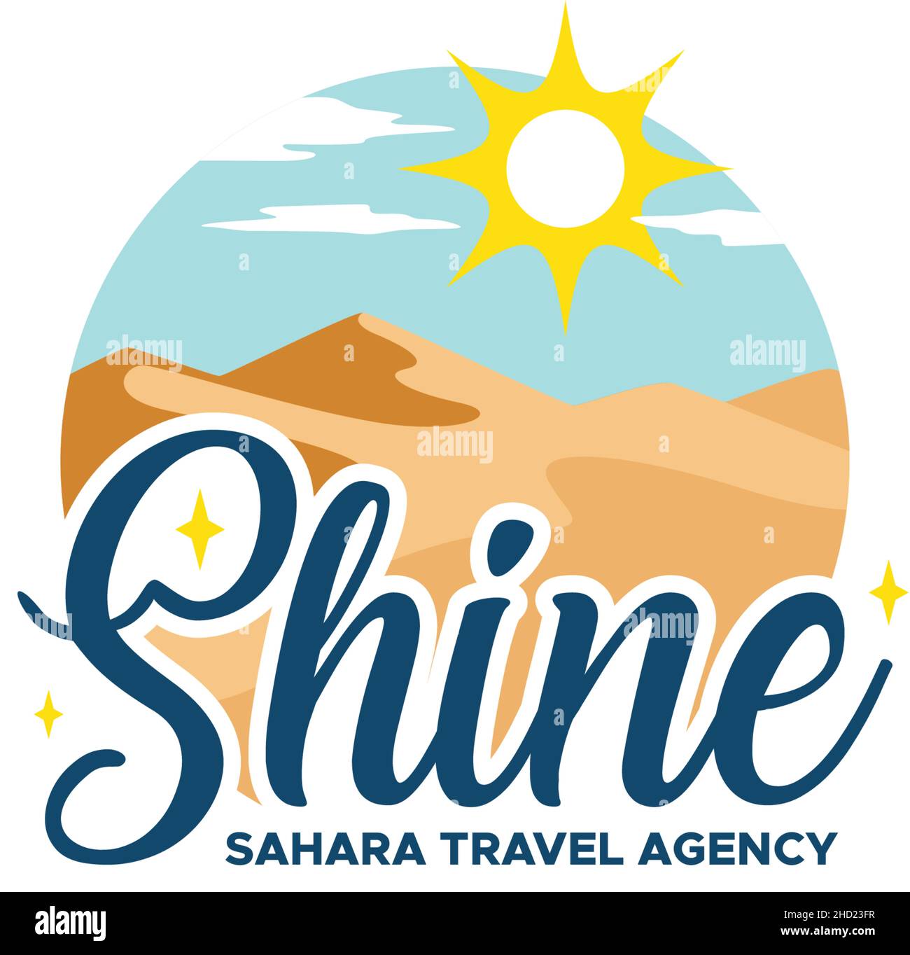 Colorato SHINE SAHARA AGENZIA DI VIAGGI logo design Illustrazione Vettoriale