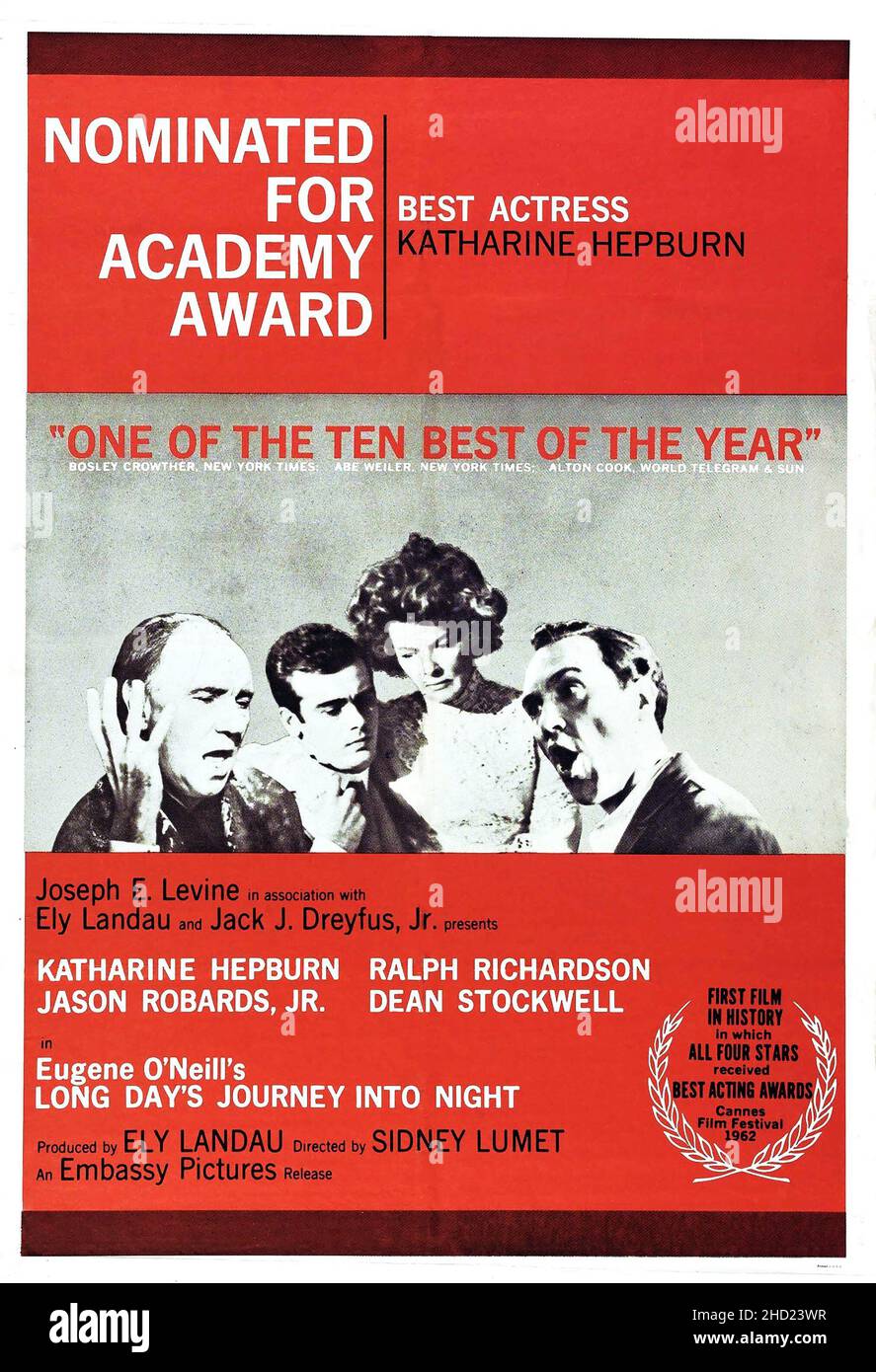 Poster per il premiato film Long Day's Journey into Night (1962) feat Katharine Hepburne, Foto Stock