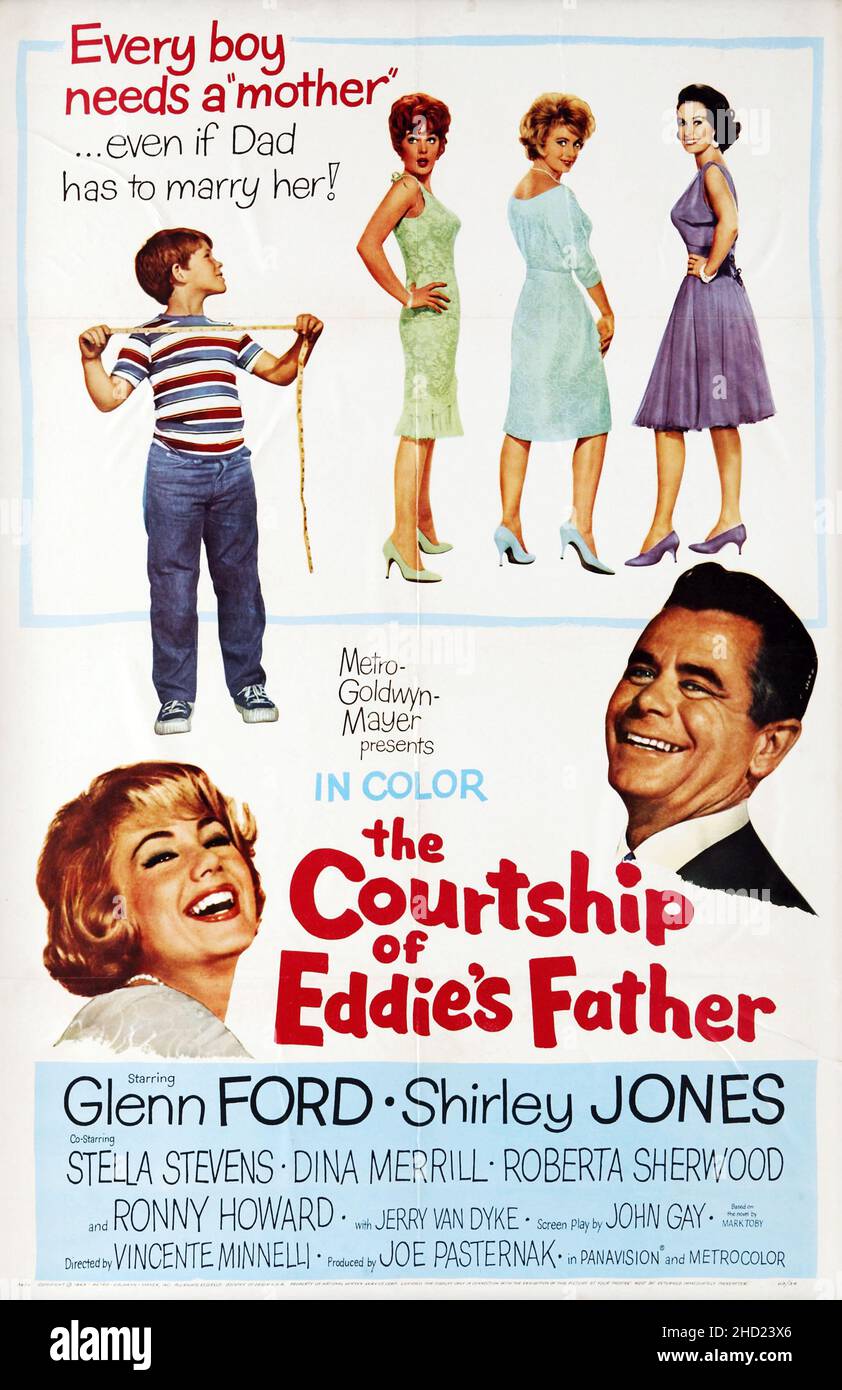 Poster teatrale per il film The Courtship of Eddie's Father (1963) Glenn Ford e Shirley Jones. Foto Stock