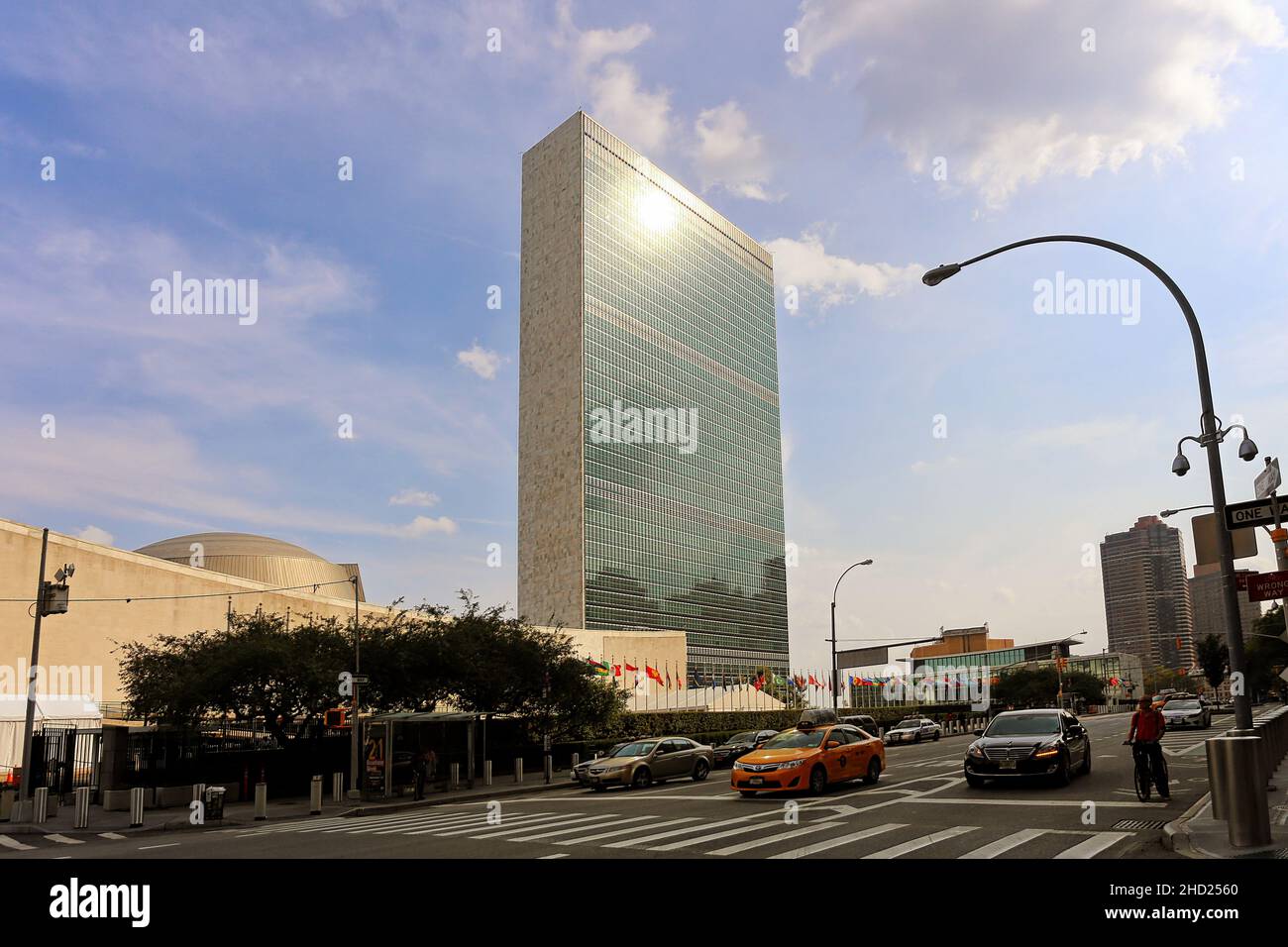 Sede centrale delle Nazioni Unite a New York, la sede ufficiale delle Nazioni Unite dal 1952. New, York, NY, USA - Settembre, 2015 Foto Stock