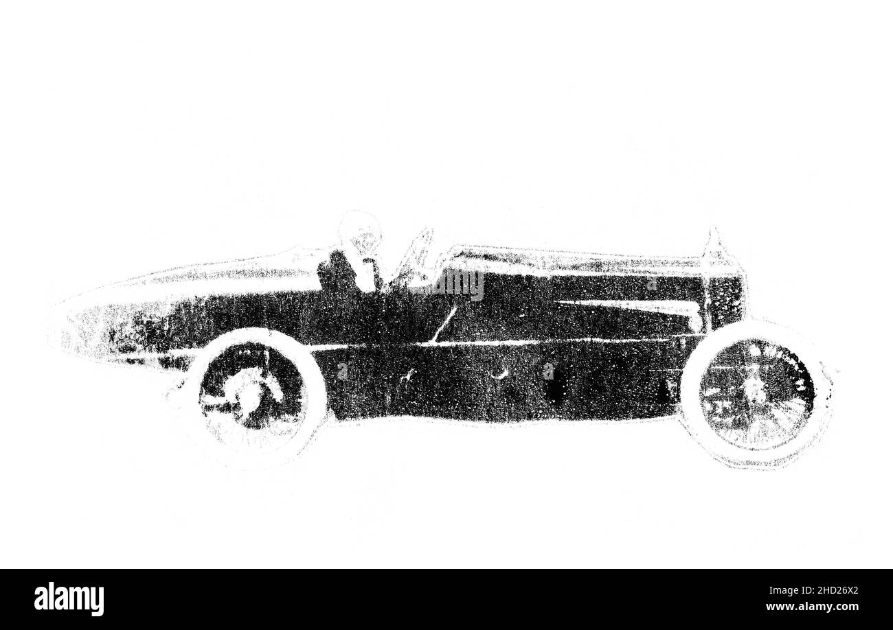 Vecchia automobile. Illustrazione fatta a mano isolata su sfondo bianco Foto Stock