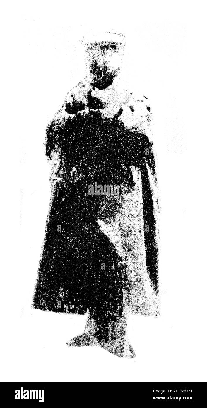 Illustrazione fatta a mano del meccanico vittoriano isolato su sfondo whote Foto Stock