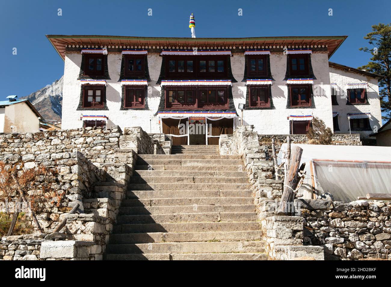 Monastero di Tengboche, il miglior monastero nella valle di Khumbu, trekking al campo base Everest, Sagarmatha parco nazionale, Nepal Foto Stock