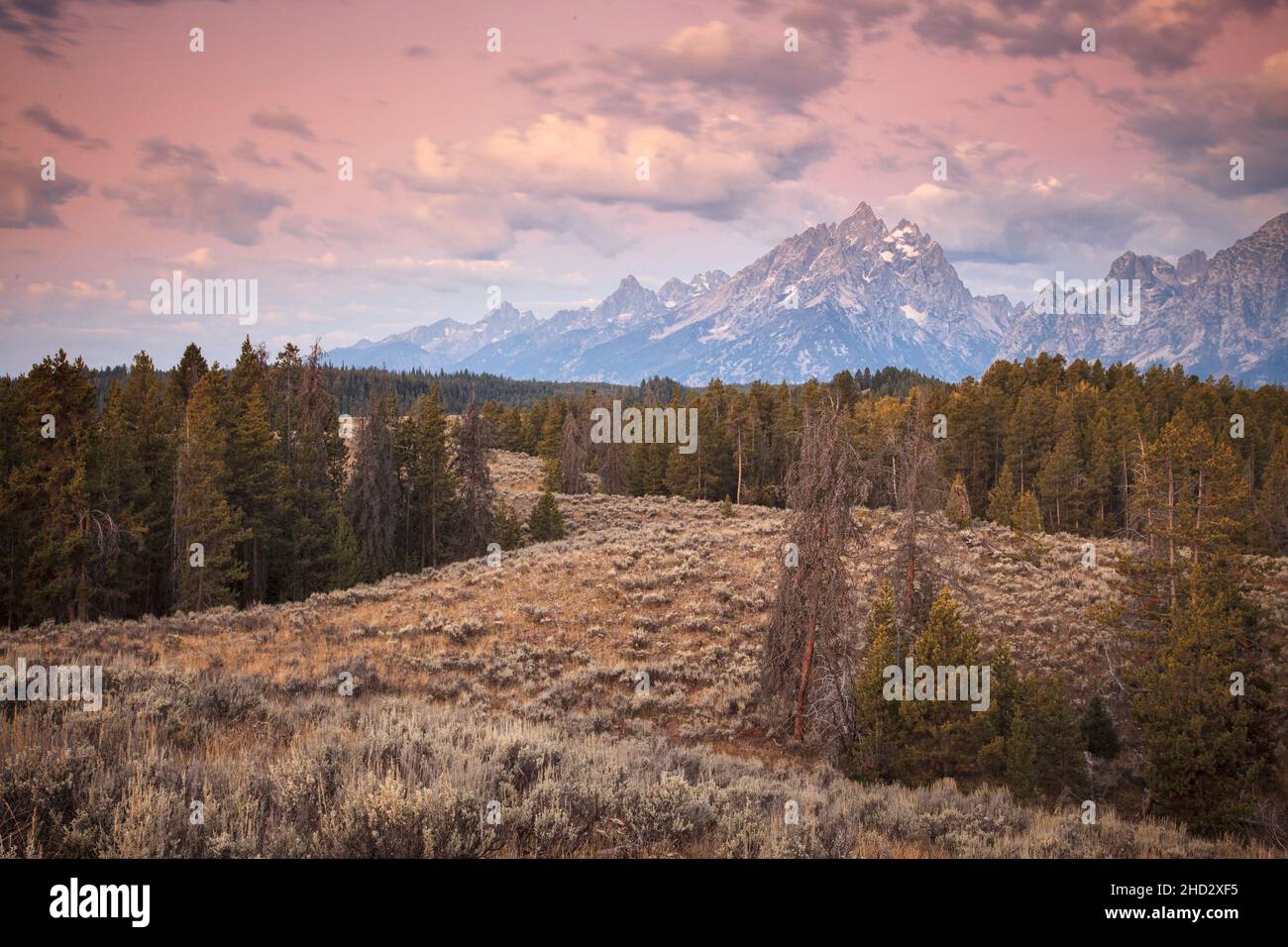 Teton Mountain Range nel Grand Teton National Park nel Wyoming Foto Stock