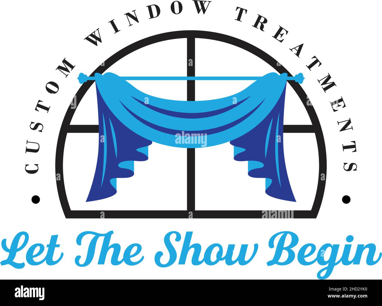 Moderno colorato LASCIARE LO SHOW BEGIN logo design Illustrazione Vettoriale
