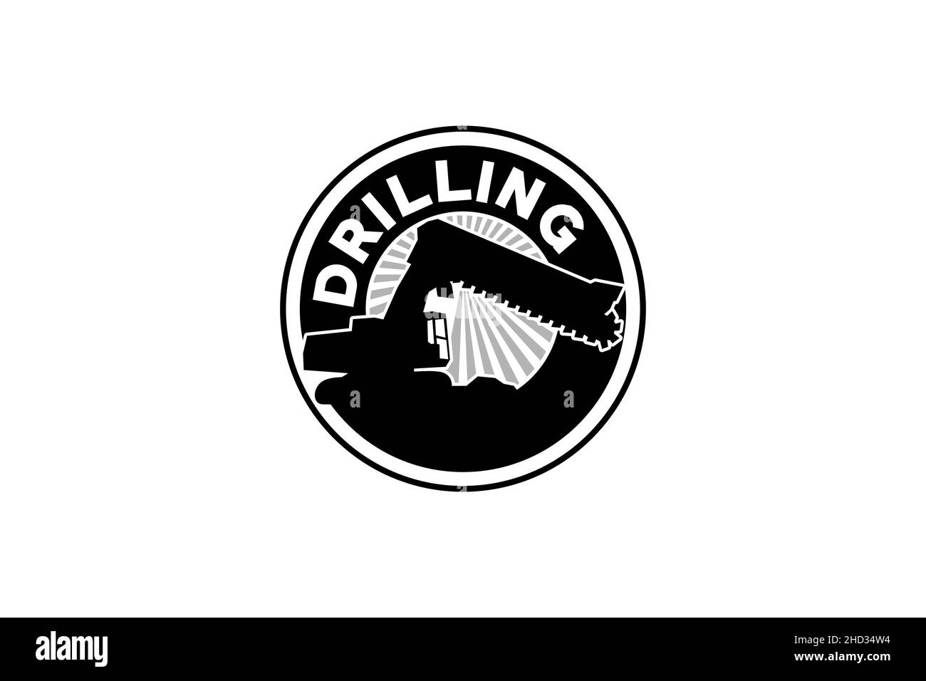 Contractor, trench digger e trivellazione logo design Inspiration attrezzatura pesante logo vettore per società di costruzioni. Creativo escavatore illustrati Illustrazione Vettoriale