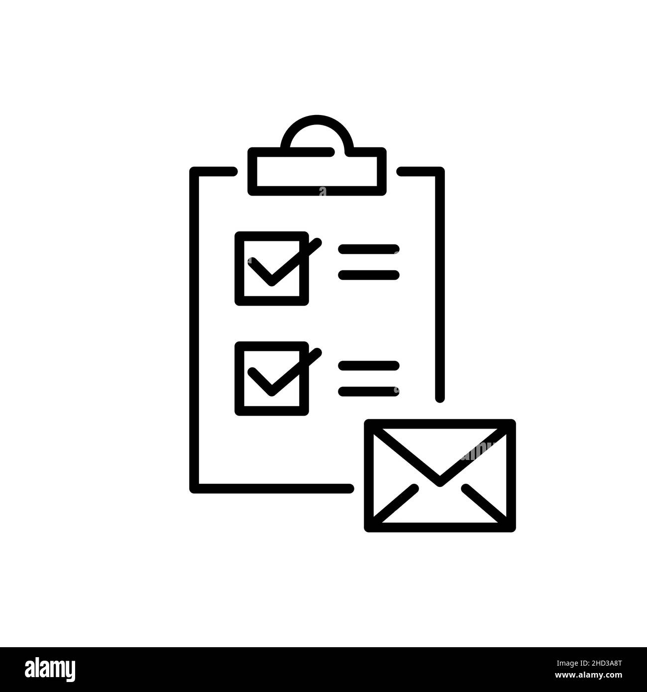 Elenco di posta su una clipboard. Icona tratto modificabile pixel Perfect Illustrazione Vettoriale