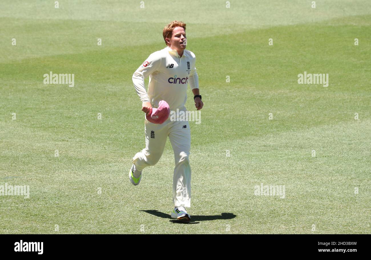 Ollie Pope in Inghilterra si prepara per una foto prima del test rosa durante una sessione di reti al Sydney Cricket Ground, Sydney. Data foto: Lunedì 3 gennaio 2022. Foto Stock