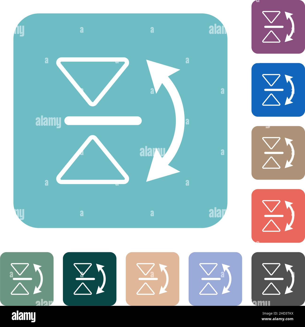 Flip outline verticale icone piatte bianche su sfondi quadrati arrotondati a colori Illustrazione Vettoriale