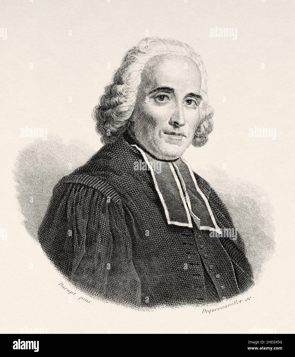 Robert Joseph Pothier (1699-1772) è stato un giurista francese. I suoi trattati su varie questioni di diritto civile hanno esercitato un'influenza diretta e considerevole sulla redazione del Codice civile francese del 1804. Francia. Europa. Vecchio 19th secolo raffigurazione incisa da Portraits et histoire des hommes utilo di Societe Montyon et Franklin 1837 Foto Stock