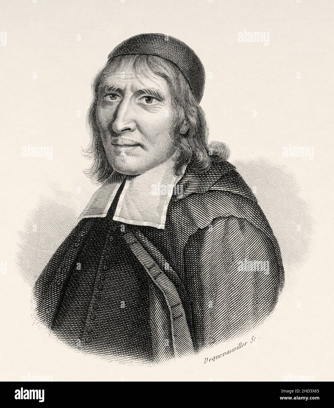 Jean Hamon (1618-1687) è stato un medico e scrittore francese di molte opere su soggetti medici e religiosi. Francia. Europa. Vecchio 19th secolo raffigurazione incisa da Portraits et histoire des hommes utilo di Societe Montyon et Franklin 1837 Foto Stock