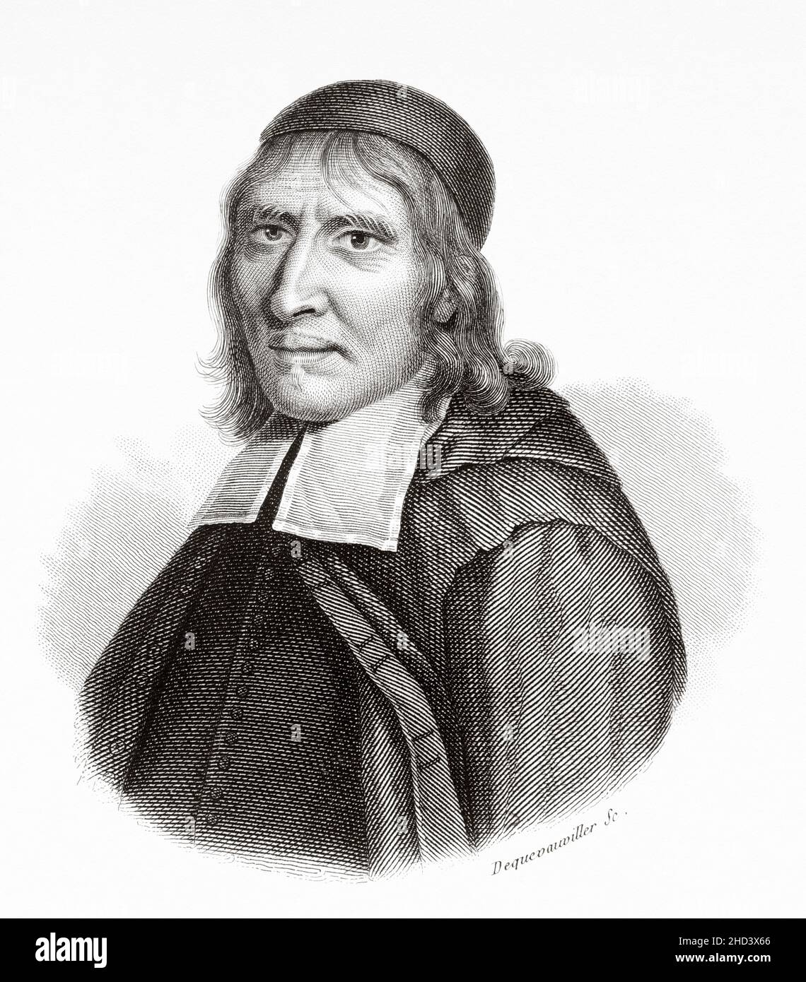 Jean Hamon (1618-1687) è stato un medico e scrittore francese di molte opere su soggetti medici e religiosi. Francia. Europa. Vecchio 19th secolo raffigurazione incisa da Portraits et histoire des hommes utilo di Societe Montyon et Franklin 1837 Foto Stock