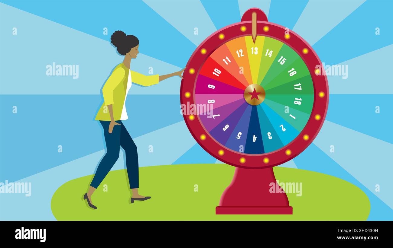 Ruota della fortuna. Illustrazione vettoriale. EPS10. Dimensione 16:9. Illustrazione Vettoriale