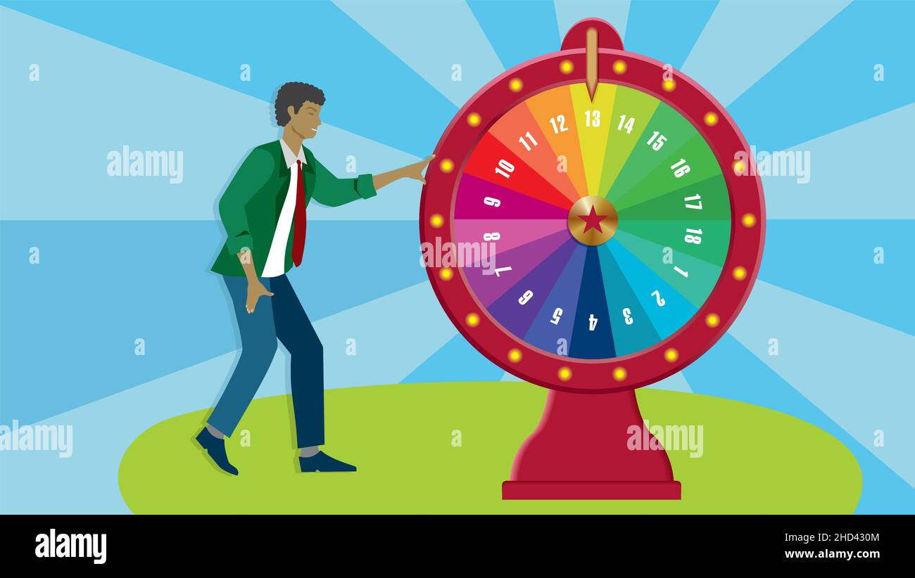 Ruota della fortuna. Illustrazione vettoriale. EPS10. Dimensione 16:9. Illustrazione Vettoriale