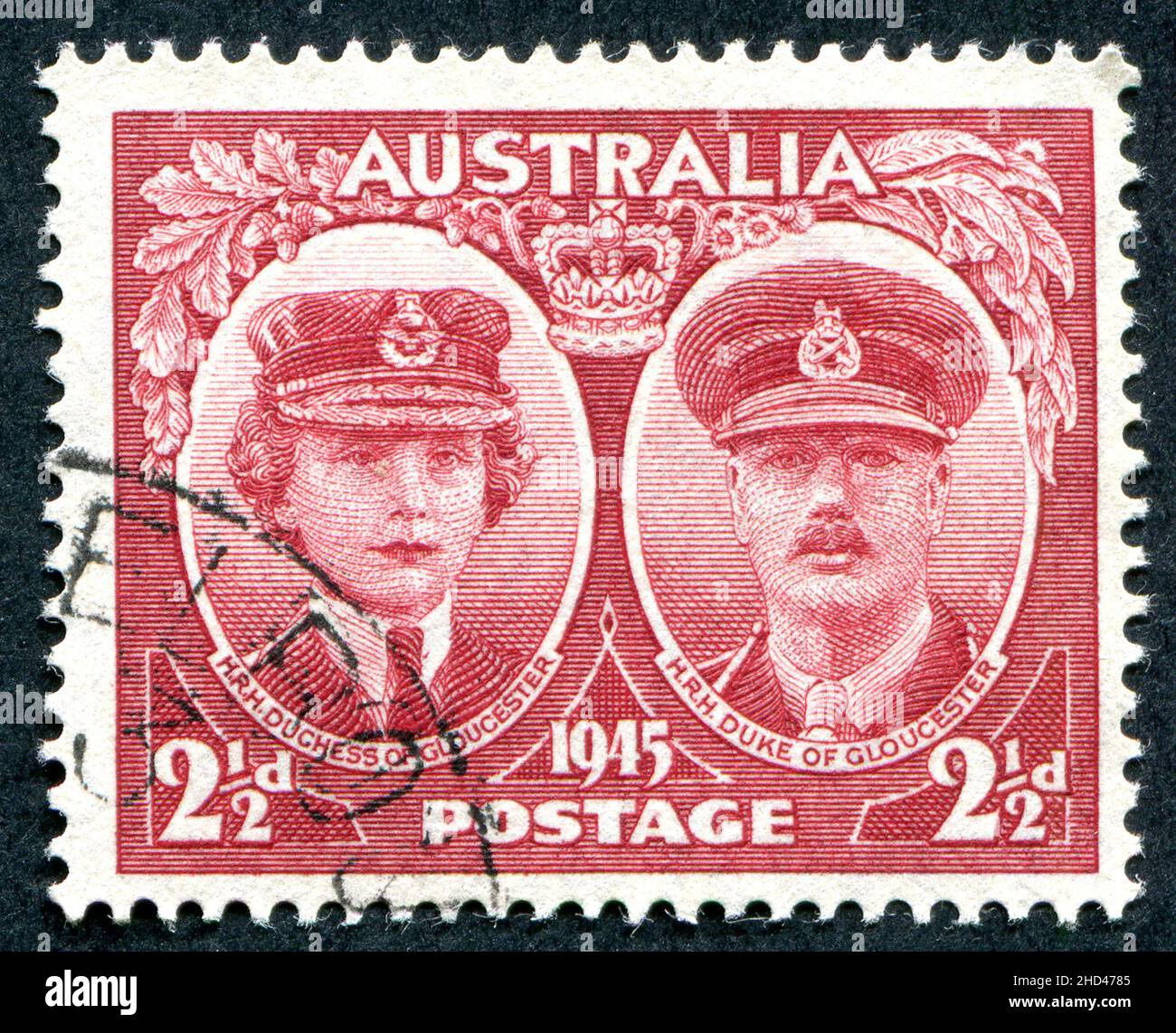 A 1945 numero 2 1/2D francobollo australiano con il duca e la duchessa di  Gloucester. Il principe Enrico, duca di Gloucester, fu governatore generale  dell'Australia dal 30 gennaio 1945 al 11 marzo