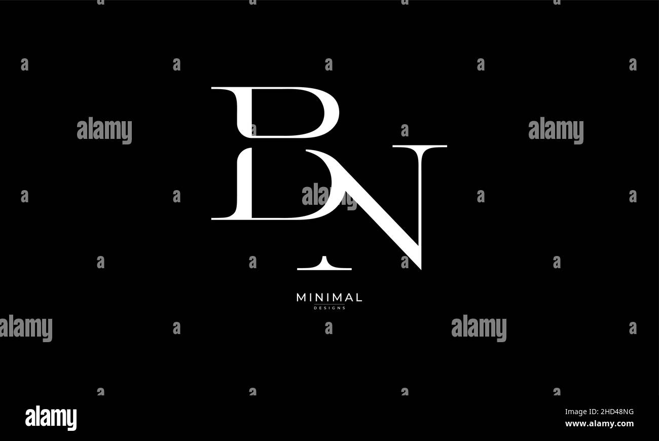 Icona alfabetica con logo BN o NB Illustrazione Vettoriale