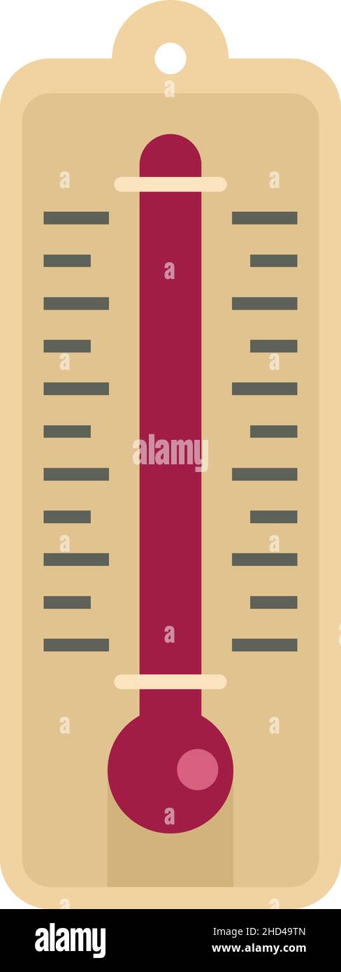 Icona termometro in legno sauna. Illustrazione piatta dell'icona vettoriale del termometro in legno della sauna isolata su sfondo bianco Illustrazione Vettoriale