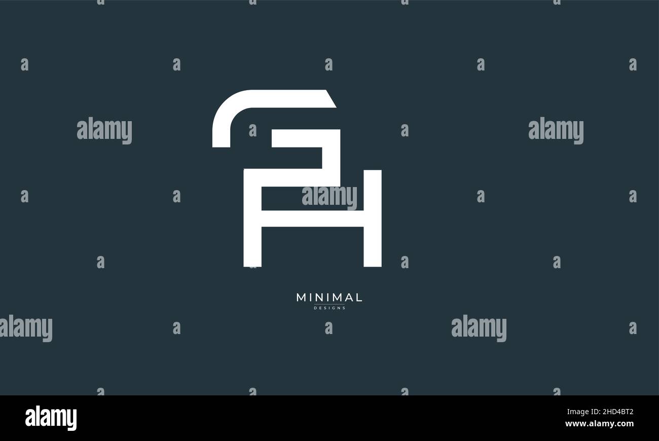 Icona lettera alfabetica logo GH o HG Illustrazione Vettoriale