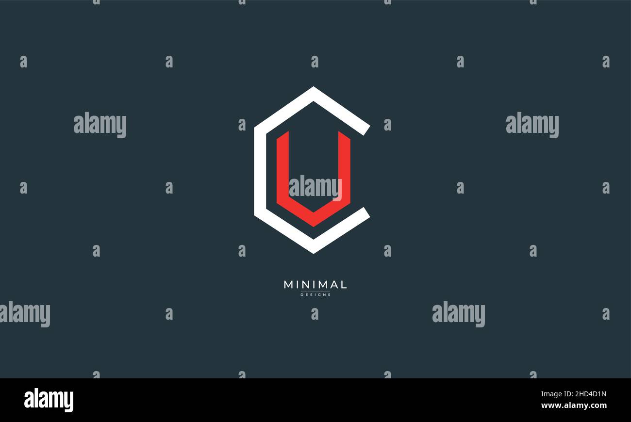 Icona alfabetica con logo CU o UC Illustrazione Vettoriale
