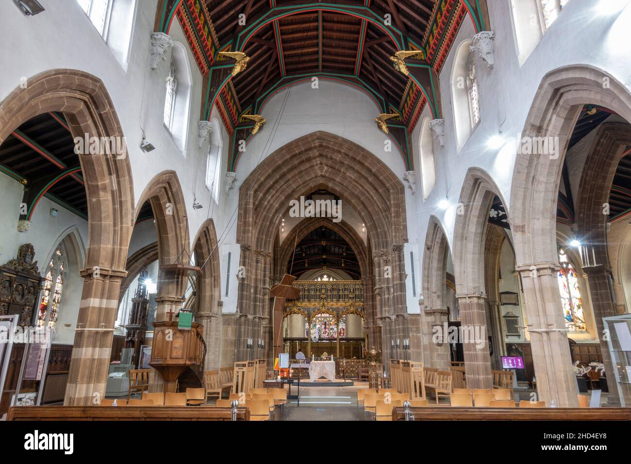 All'interno della Cattedrale di Leicester (titolo completo: Cattedrale di St Martin, Leicester), Leicestershire, Inghilterra. Foto Stock