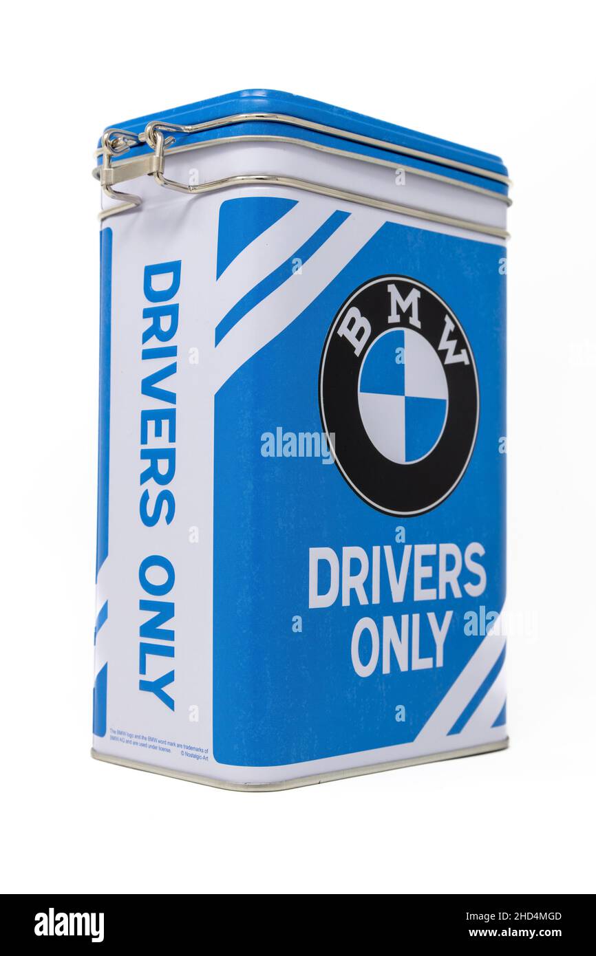 Nostalgico-Art BMW-driver solo-regalo Tin Foto Stock