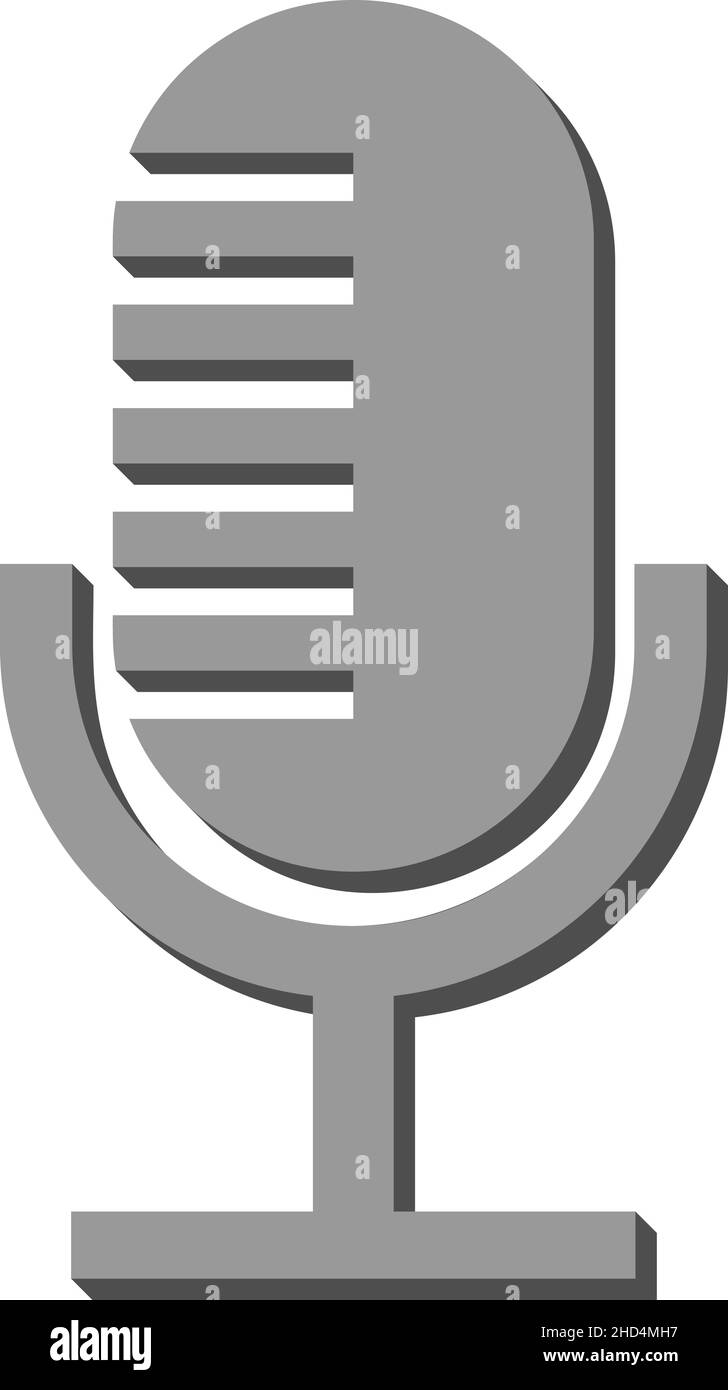 semplice icona o simbolo del microfono da studio, illustrazione vettoriale Illustrazione Vettoriale