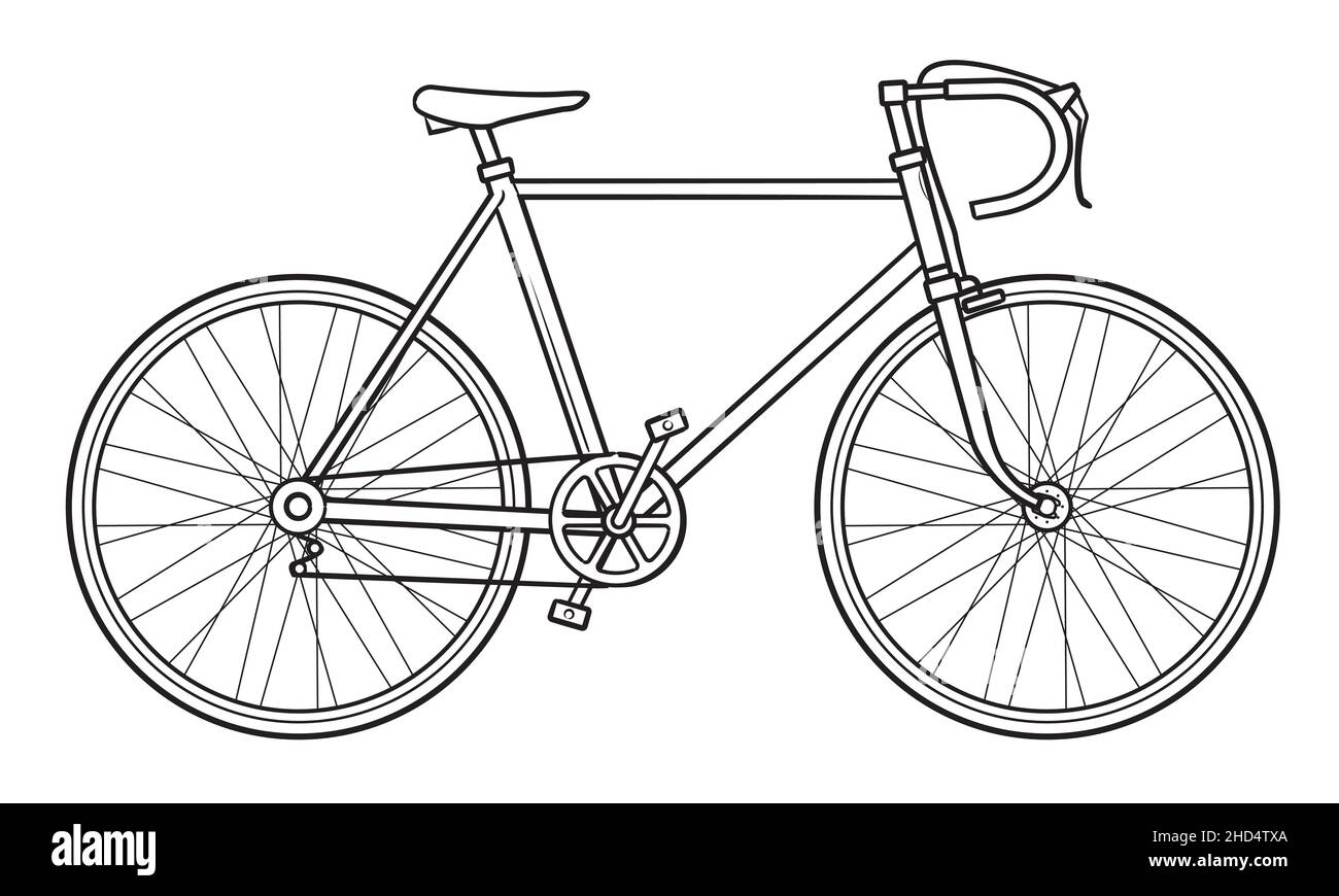 Disegno del profilo della bicicletta da corsa classica - illustrazione del  magazzino Immagine e Vettoriale - Alamy