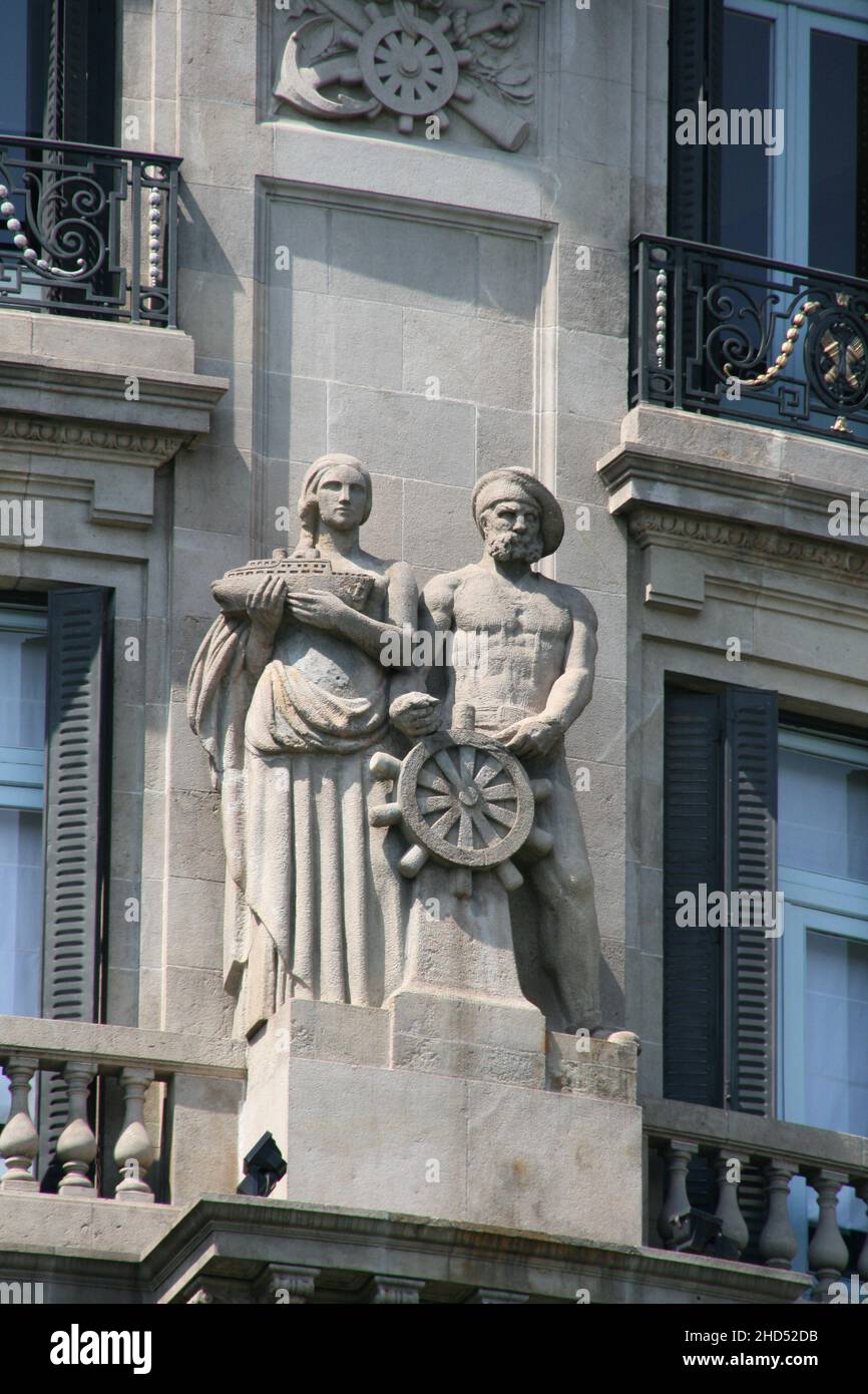 Splendida vista sull'architettura monumentale della città di Barcellona Foto Stock