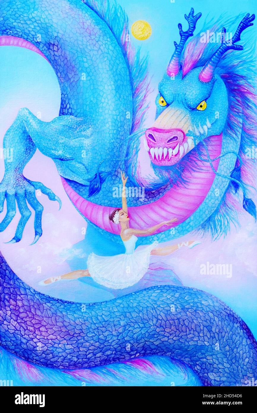 Pittura ad olio di ispirazione di Air Dragon Foto Stock