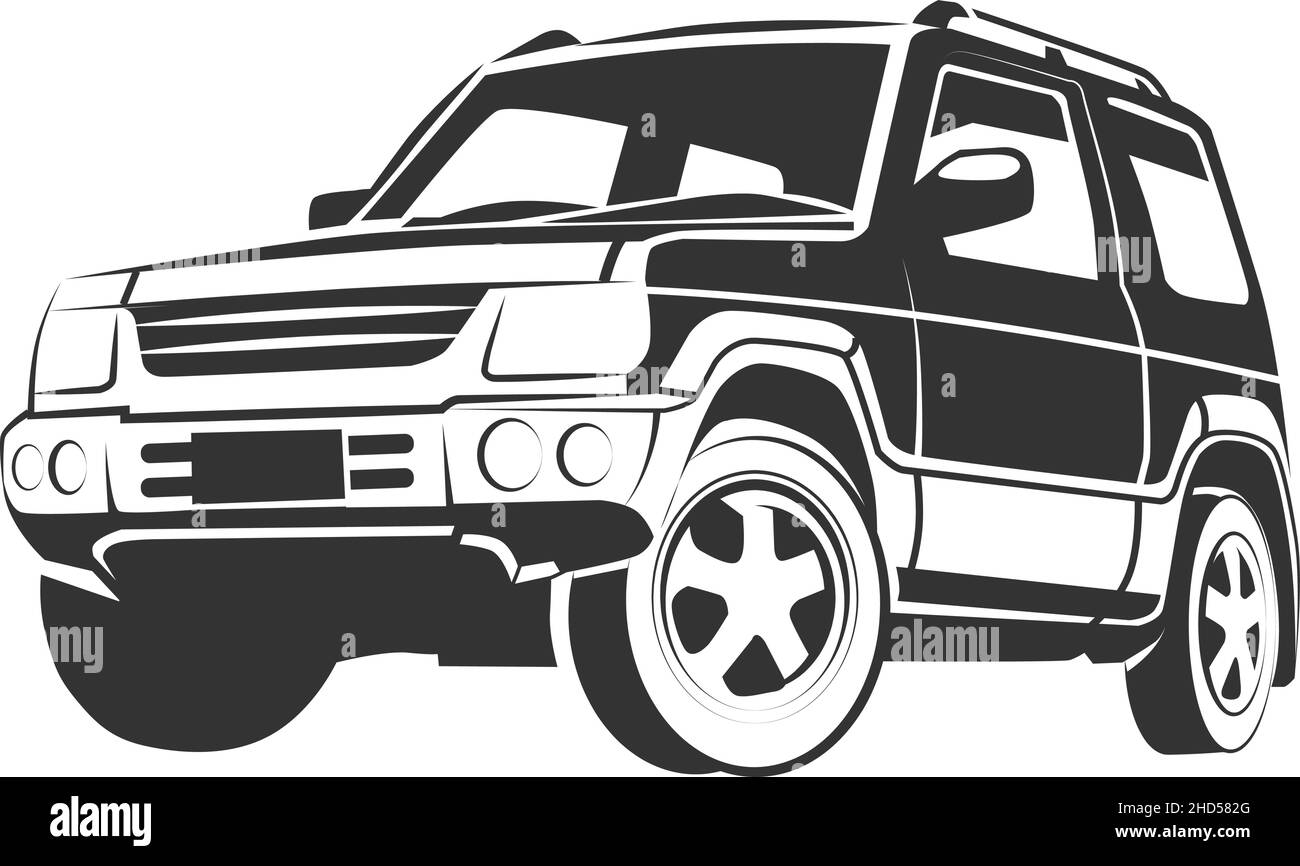 Logo suv moderno. Icona di auto offroad estrema Illustrazione Vettoriale