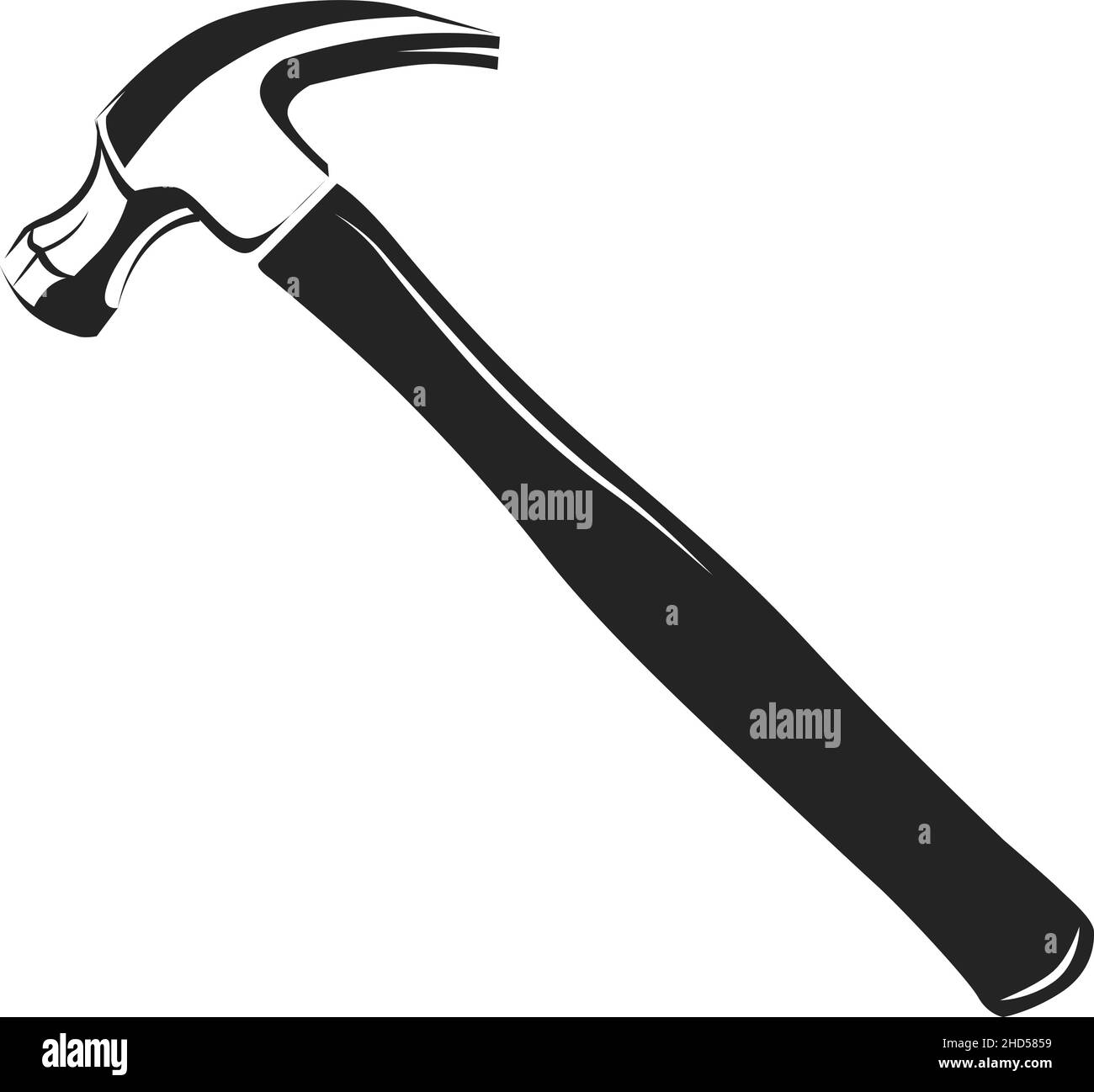 Icona martello. Strumento di costruzione. Strumento con testa in metallo Illustrazione Vettoriale