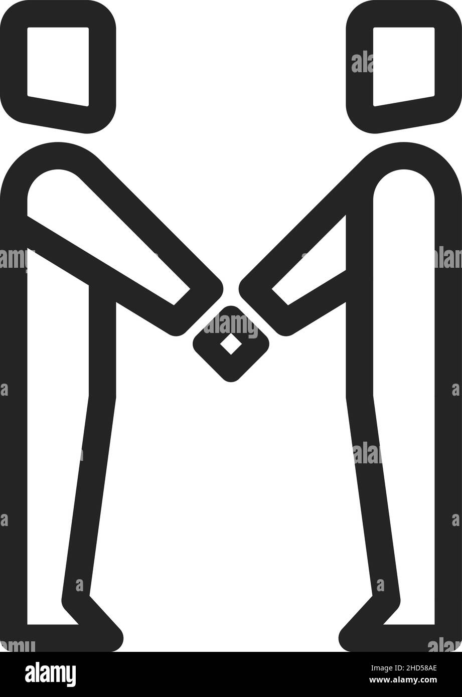 Uomo icona di handshaking. Simbolo accordo. Firma della partnership Illustrazione Vettoriale
