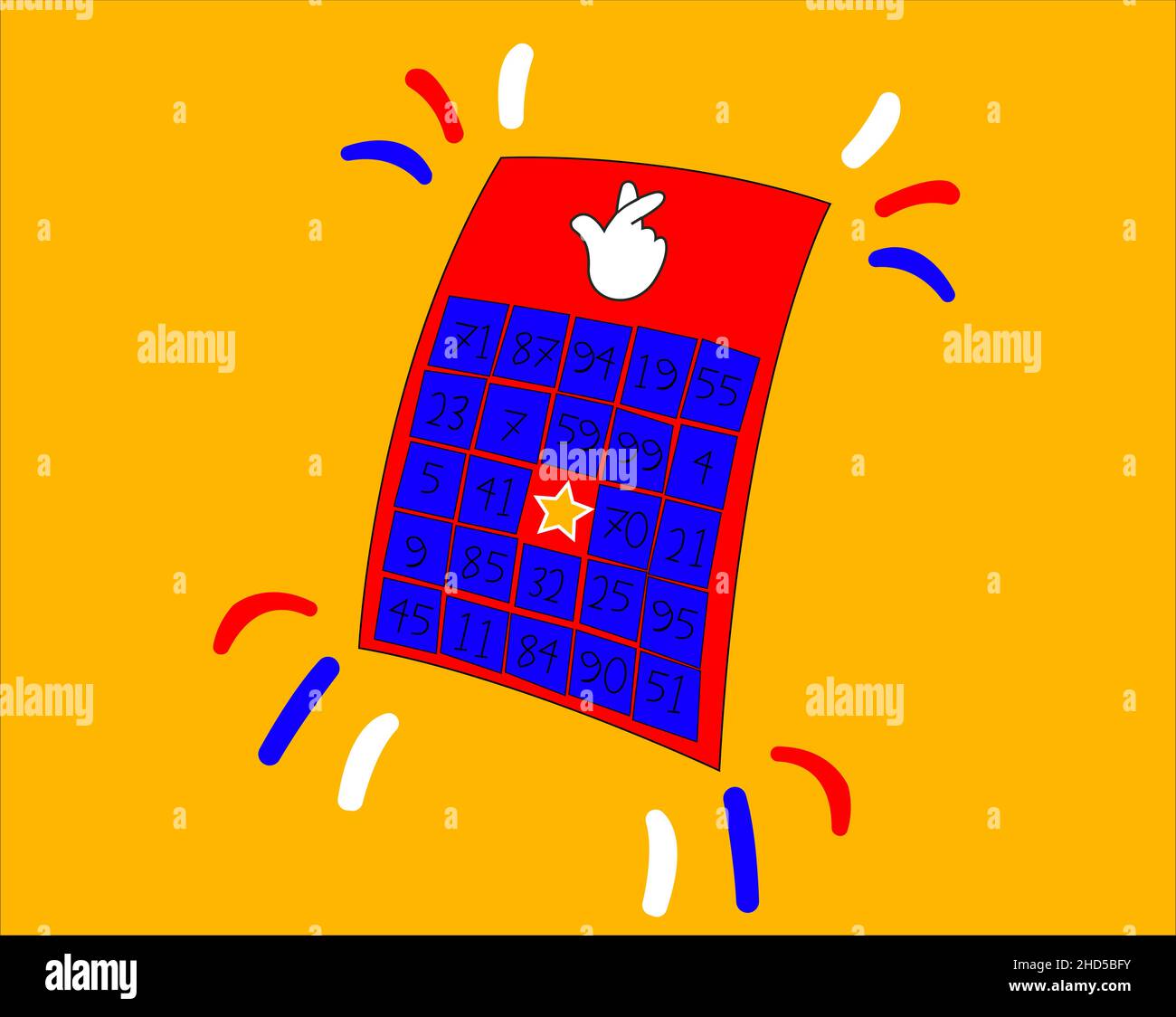 Illustrazione del biglietto della lotteria, arte concettuale della lotteria, fortuna, casualità e bingo Illustrazione Vettoriale