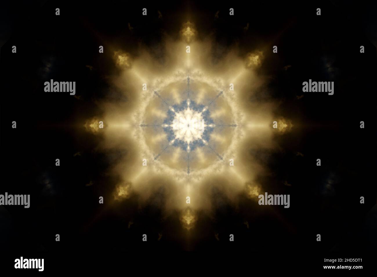 Misty Gold, Abstract Digital Mandala Art background Foto Stock