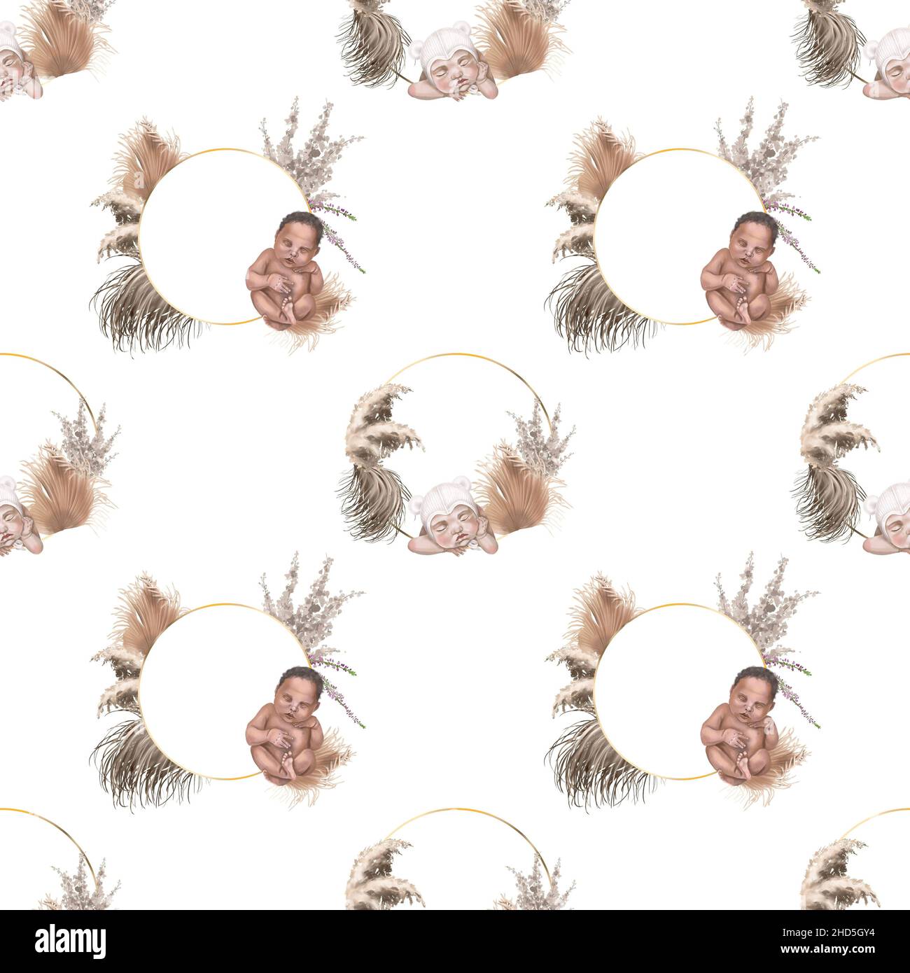 acquerello modello senza cuciture dei neonati. Baby doccia Boho. Foto Stock