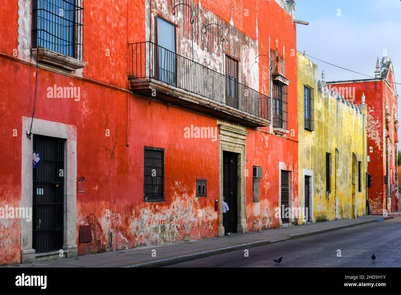 Case antiche, Centro, Merida Messico Foto Stock