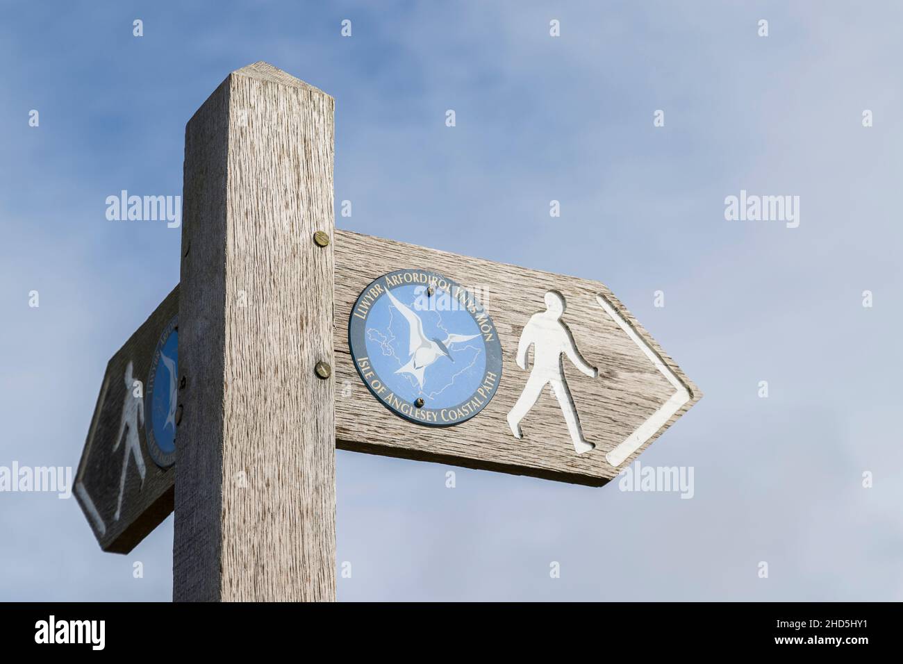 Cartello Anglesey Coastal Path. Foto Stock