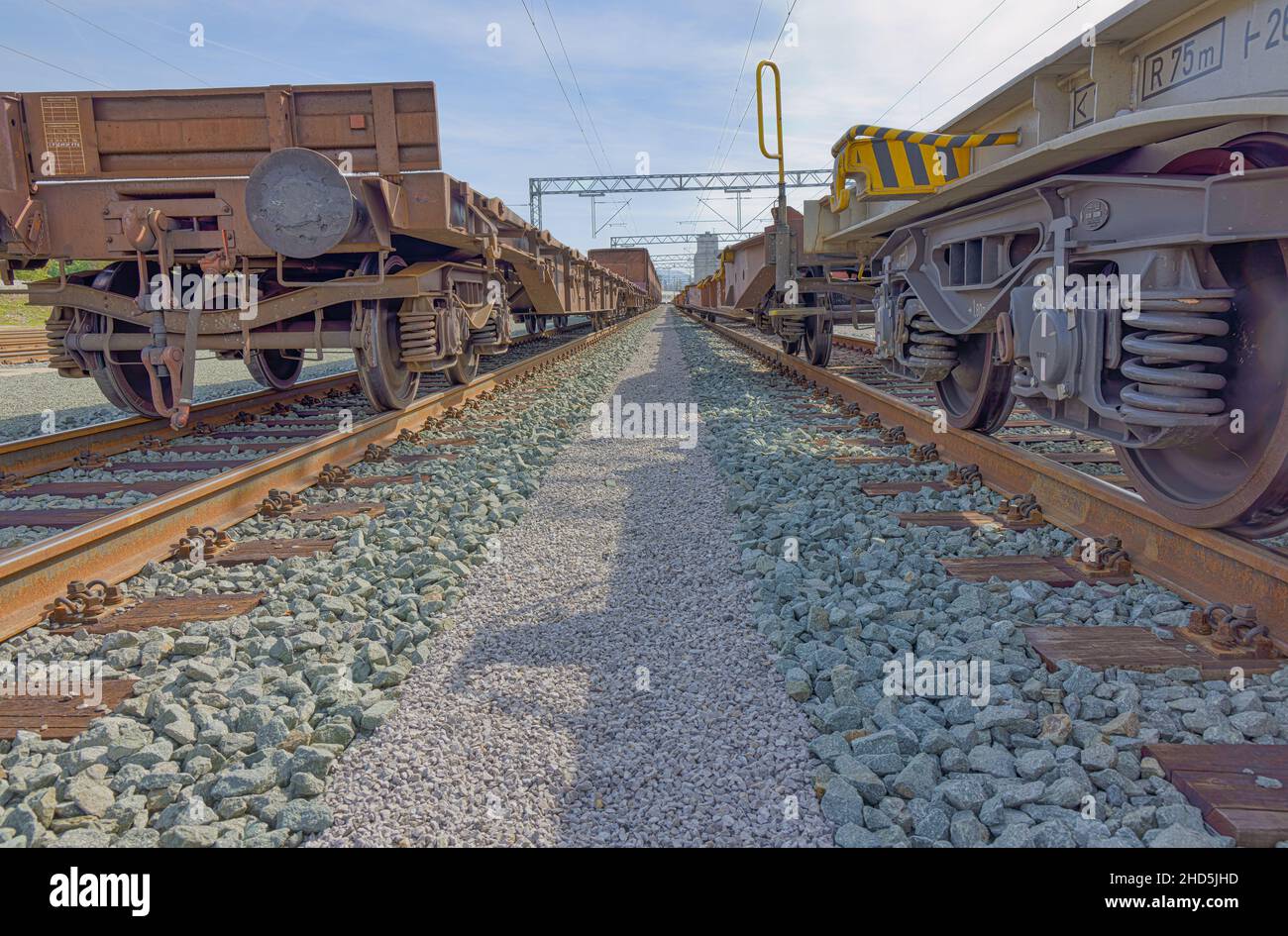 Treni merci sulle rotaie Foto Stock